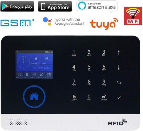 نظام إنذار ضد السرقة من WiFi GSM Tuya Wireless Home Office Security، التحكم في التطبيق، متوافق مع Amazon Alexa وGoogle Home، يدعم الوصول إلى RFID، طالب تلقائي مضاد للسرقة، سهل التركيب in Kuwait