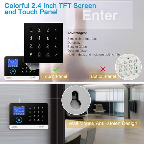 نظام إنذار ضد السرقة من WiFi GSM Tuya Wireless Home Office Security، التحكم في التطبيق، متوافق مع Amazon Alexa وGoogle Home، يدعم الوصول إلى RFID، طالب تلقائي مضاد للسرقة، سهل التركيب in Kuwait