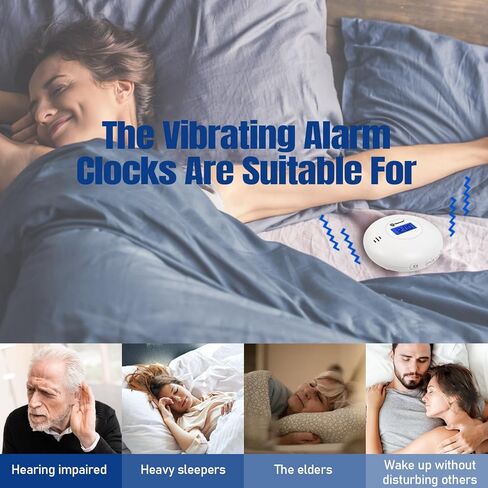 منبه جيفون بالاهتزاز للنوم الثقيل، شاكر السرير تحت الوسادة لضعاف السمع، الصم، منبه للسفر يعمل بالبطارية مع سلك USB، منبه مزدوج، إضاءة خلفية، أسود in Kuwait