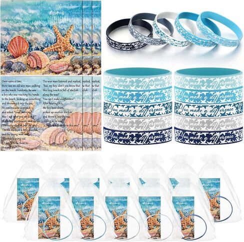 50 Sets Starfish Story Gifts with Starfish Wristbands Inspirational Silicone Bracelets You Make a Difference Cards Gifts Employee Appreciation Gifts for Secretaries Teacher Student Volunteers in Saudi Arabia