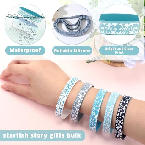 50 Sets Starfish Story Gifts with Starfish Wristbands Inspirational Silicone Bracelets You Make a Difference Cards Gifts Employee Appreciation Gifts for Secretaries Teacher Student Volunteers in Saudi Arabia