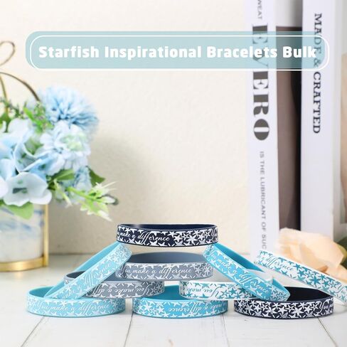 50 Sets Starfish Story Gifts with Starfish Wristbands Inspirational Silicone Bracelets You Make a Difference Cards Gifts Employee Appreciation Gifts for Secretaries Teacher Student Volunteers in Saudi Arabia
