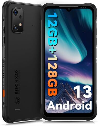 UMIDIGI هاتف ذكي متين غير مقفل، هواتف Bison X20 Android 13 المحمولة، هاتف مقاوم للماء IP68/IP69K، 6000 مللي أمبير في الساعة 12 (6+6)+128 جيجابايت/TF 1 تيرابايت، شاشة 6.53 بوصة NFC AGPS، هاتف متين خارجي 4G ثنائي الشريحة in Kuwait