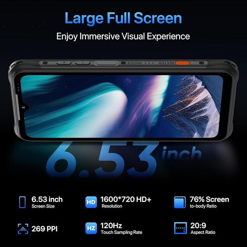 UMIDIGI هاتف ذكي متين غير مقفل، هواتف Bison X20 Android 13 المحمولة، هاتف مقاوم للماء IP68/IP69K، 6000 مللي أمبير في الساعة 12 (6+6)+128 جيجابايت/TF 1 تيرابايت، شاشة 6.53 بوصة NFC AGPS، هاتف متين خارجي 4G ثنائي الشريحة in Kuwait