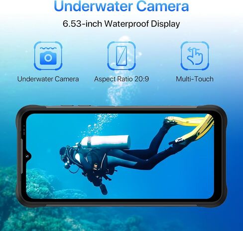 UMIDIGI هاتف ذكي متين غير مقفل، هواتف Bison X20 Android 13 المحمولة، هاتف مقاوم للماء IP68/IP69K، 6000 مللي أمبير في الساعة 12 (6+6)+128 جيجابايت/TF 1 تيرابايت، شاشة 6.53 بوصة NFC AGPS، هاتف متين خارجي 4G ثنائي الشريحة in Kuwait