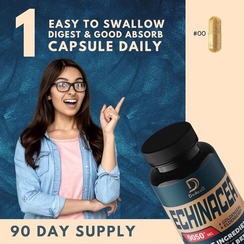 كبسولات إشنسا 11 في 1 تصل إلى 20: 1 مستخلص 9050 مجم - كمية كافية لمدة 3 أشهر - مع خاتم الذهب، البلسان، كامو كامو، الزنجبيل، الزعتر والمزيد - دعم صحة الجسم والجهاز المناعي - 90 كبسولة نباتية - غير معدلة وراثيًا in Kuwait