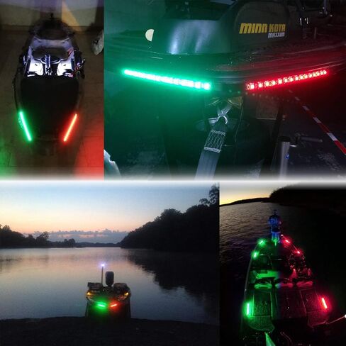 Navigation Boat Lights, LED Boat Bow Lights for Marine Pontoon Kayak Yacht, 12V Power Light Strip Kit - Red and Green in Kuwait