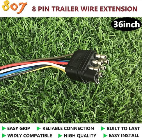 8 pin Trailer Connector,8 Way Trailer Connector Plug 36inch for LED Brake Tailgate Light Bars,Hitch Light Trailer Wiring Harness Extension Connector for Car Truck Boat(8 Way Square Plug) in Kuwait
