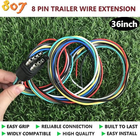 8 pin Trailer Connector,8 Way Trailer Connector Plug 36inch for LED Brake Tailgate Light Bars,Hitch Light Trailer Wiring Harness Extension Connector for Car Truck Boat(8 Way Square Plug) in Kuwait