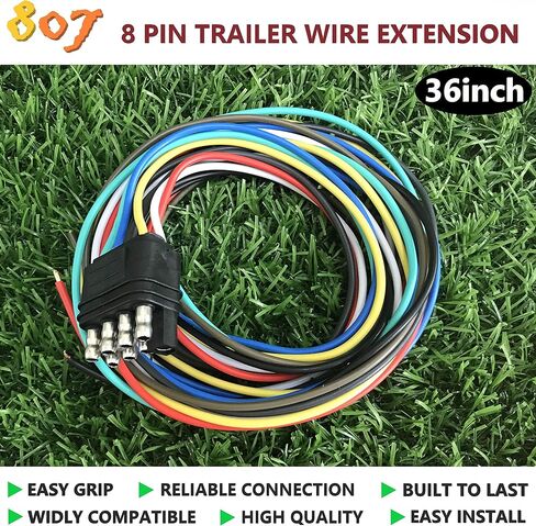 8 pin Trailer Connector,8 Way Trailer Connector Plug 36inch for LED Brake Tailgate Light Bars,Hitch Light Trailer Wiring Harness Extension Connector for Car Truck Boat(8 Way Square Plug) in Kuwait
