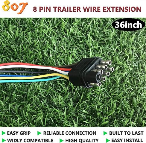 8 pin Trailer Connector,8 Way Trailer Connector Plug 36inch for LED Brake Tailgate Light Bars,Hitch Light Trailer Wiring Harness Extension Connector for Car Truck Boat(8 Way Square Plug) in Kuwait