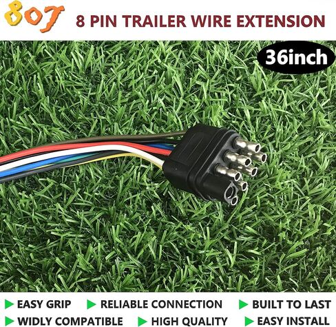 8 pin Trailer Connector,8 Way Trailer Connector Plug 36inch for LED Brake Tailgate Light Bars,Hitch Light Trailer Wiring Harness Extension Connector for Car Truck Boat(8 Way Square Plug) in Kuwait