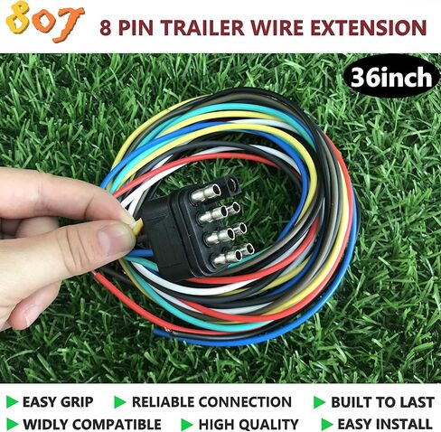 8 pin Trailer Connector,8 Way Trailer Connector Plug 36inch for LED Brake Tailgate Light Bars,Hitch Light Trailer Wiring Harness Extension Connector for Car Truck Boat(8 Way Square Plug) in Kuwait