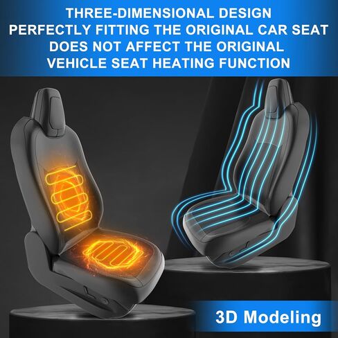 قطعتان من غطاء المقعد الأمامي للسيارة المبرد يناسب جميع موديلات تيسلا، وسادة مقعد سيارة مخصصة مع مروحة تبريد لطراز تيسلا 3 موديل Y 2017-2022، تغطية كاملة من الجلد المقاوم للماء، أسود in Kuwait