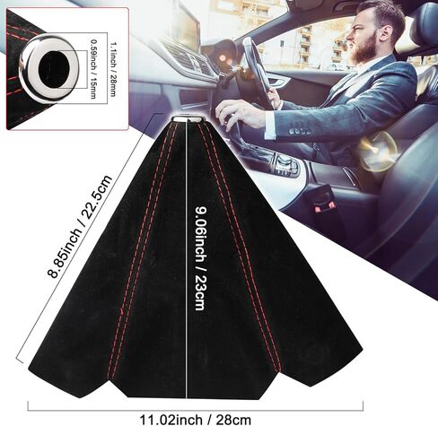 غطاء ناقل الحركة اليدوي أو التلقائي من جلد الغزال العالمي، غطاء ناقل حركة السيارة، غطاء غبار بمقبض ناقل الحركة اليدوي (خياطة سوداء من جلد الغزال الأحمر) in Kuwait