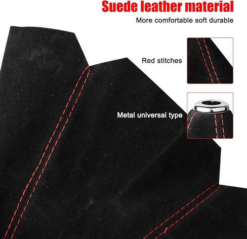 غطاء ناقل الحركة اليدوي أو التلقائي من جلد الغزال العالمي، غطاء ناقل حركة السيارة، غطاء غبار بمقبض ناقل الحركة اليدوي (خياطة سوداء من جلد الغزال الأحمر) in Kuwait