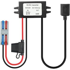 15W USB Buck Converter, 8-32V to 5V 3A Step-Down Transformer - Waterproof DC-DC Power Supply for Car Chargers, Automotive/Telecom Equipment - Overcurrent/Short Circuit Protection