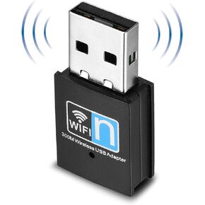 USB Wi-fi Dongle, 2.0 Adapter 300Mbps Wireless Network Card 802.11 Compatible for Raspberry Pi/Laptop/Desktop/PC, Support Windows, Vista/WIN7/8/Linux, Black