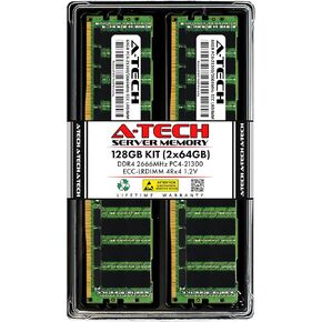 A-Tech 128GB Kit (2x64GB) RAM for Dell PowerEdge C6520, FC830, M830, R7415, R750, R750xs, T630 | DDR4 2666MHz PC4-21300 ECC LRDIMM 4Rx4 Load Reduced Server Memory Upgrade
