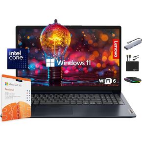 Lenovo IdeaPad Laptop Computer 2025, 15.6" Display, 20GB RAM, 1.6TB Storage (1TB SSD + 128GB eMMC + 500GB Ext), Intel Dual Core Processor, Long Battery, MarxsolAccessory, 1 Year Office 365, Win 11