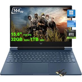 HP Victus 15 Gaming Laptop | 15.6" FHD IPS Anti-Glare 144Hz | Intel 8-core i5-12450H (>i7-11800H) | 16GB DDR4 512GB SSD | GeForce RTX 3050 | Backlit B&O Fast Charging Win11Pro w/DLCA Accessory