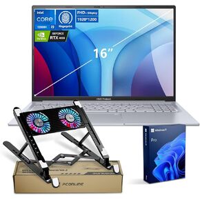 ASUS Vivobook Pro AI Copilot Business Laptop, 16" FHD+, Intel Core i9-13900H, GeForce RTX 4050, 32GB RAM, 2TB SSD, Wi-Fi 6, Win 11 P, Silver, Bundle with PCO Notebook Folding Radiator, Laptop Cooler