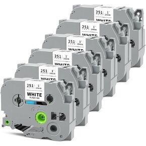 Tze 24mm 0.94" Laminated White Tape Compatible for Brother Tze-251 Tz-251 Tze251 PTouch Tape Tz 24mm 1" Black on White for PTD600 PTD610BT PTP710BT PTP750W PTE550W Label Maker, 3-Pack