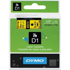 Dymo 45018 D1 شريط تسمية البوليستر عالي الأداء ، 1/2 بوصة × 23 قدم ، أصفر
