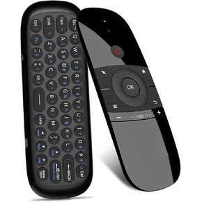 W1 2.4G Air Wireless Keyboard Remote Control Infrared Remote Learning 6- Motion Sense w/USB Receiver for Smart TV Android TV Box Lap PC, Black