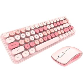 Yoidesu Retro Keyboard and Mouse Combo, 2.4GHz 68 Keys Keyboard with Round Keycaps, 3 DPI Optical Mouse, Ergonomic Design Stable Keyboard Mouse Set (Theme)