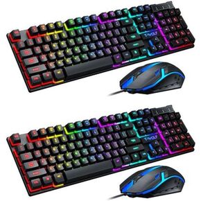Magik 1-2 Set of Gaming Keyboard and Mouse Combo RGB LED Backlight Ergonomic TF200 (Black, 1 Set)