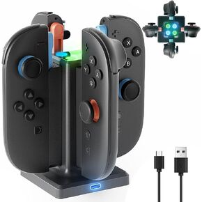 Charging Dock Compatible with Nintendo Switch 2 Joy-Con, 4-Port Joycon Magnetic Charger Docking Station USB-C Charging LED Indicator for Switch 2 Controller Accessory