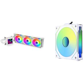 Lian Li Galahad II LCD 360 AIO CPU Liquid Cooler with SL Infinity Fans White - GA2ALCD36INW.US & SL Infinity 120 Reverse Blade White Single Pack (Without Controller) -RSLIN120-1W