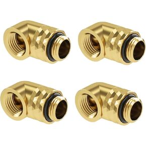 Barrow Dazzle series G1/4"" Angle 90 Degree Rotary Extender Fitting Male to Female, Gold Color, 4-Pack, TDWT90-v2.5