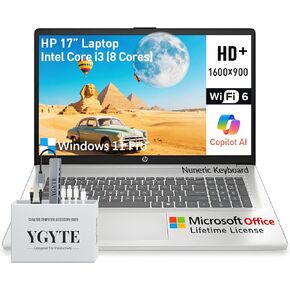 HP 2025 Laptops 17 Inch, 17.3" Laptop Computer, HD+ Large Screen, Intel Core i3 (8-Cores), 16GB RAM 1TB SSD, Windows 11 Pro, Lifetime Office, Number Pad, Wi-Fi 6, USB-C