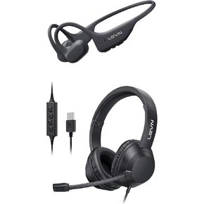 LEVN Headset with Mic, Bone Conduction Headphones