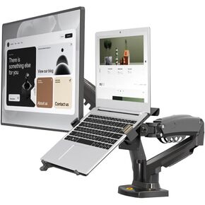 F160-FP Stand Laptop Plus Monitor Stand Arm No-Punch Lifting Rotating Dual Screen Stand(Black)