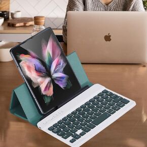 Fold 4 Keyboard Case, Galaxy Z Fold 5/4 Bluetooth Keyboard and Case, Leather Cover for Samsung Galaxy z fold 3/z fold 4 with Keyboard Holster and S Pen Slot (Green)
