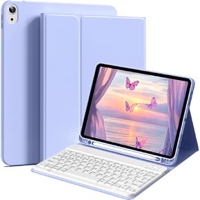 Keyboard Case for iPad (A16) 11th Generation 11 Inch 2025, iPad 10th Generation 10.9 inch 2022, Stand Folio Detachable Bluetooth Keyboard Cover with Pencil Holder - Purple