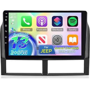 NHOPEEW [2+64G] Android Car Radio for Jeep Grand Cherokee 1999-2004 with Wireless Carplay and Android Auto - 9 Inch Touch Screen Car Stereo - DSP/WiFi/GPS/SWC/Bluetooth + AHD Backup Camera