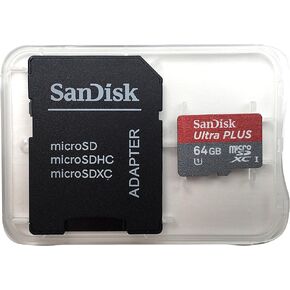SanDisk Ultra PLUS 64GB Memory Card. Upto 80MB/S Read. MicroSDXC, Class 10, UHS-1 Card With SD Adapter.