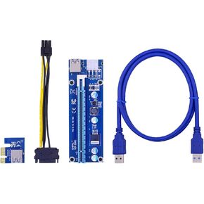 GUMMMY 10pcs VER006C 100cm PCI-E Riser Card 006C PCI Express 1X 16X USB3.0 Cable 6Pin to 15Pin Power Cord for Graphics Card
