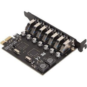 5Gbps USB 3.0 Expansion Card 7 Ports Adapter Card Durable PCB Material for Linux and Users Fast Transmission Speed with 5V2A USB Module