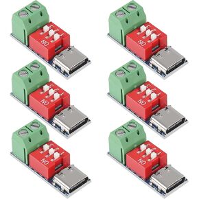 6PCS USB-C PD Trigger Board Module PD3.0/2.0, BC1.2 DC-DC Buck Converter Adjustable Power Supply Module 24V to 20V 15V 12V 9V 5V