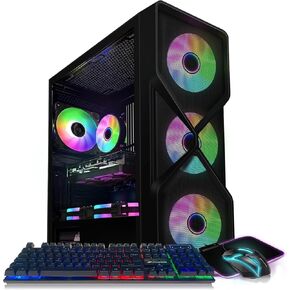 STGAubron Gaming PC Computer Desktop, Radeon RX 5700 XT 8G, Intel Core i7 up to 3.9G, 32G RAM, 1T SSD, 600M WiFi, BT 5.0, RGB Fan x6, Windows 10 Home
