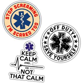 (3in - 3Pcs) Emergency Medical Service EMS Sticker Pack Funny EMT Vinyl Decal Paramedic Med Student Meme Sticker Med School Gift Funny Doctor Nurse Decoration Laptop Tablet Helmet Bumper