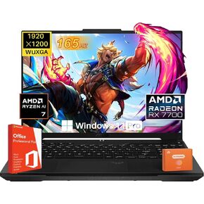 ASUS TUF A16 Gaming Laptop, Office, 16" FHD 165 Hz, Radeon RX 7700S 8 GB(Beats RTX 4060), AMD Ryzen 7 7735HS(Up to 4.75 GHz, Beats i7-13620H), 64 GB DDR5, 4 TB SSD, Wi-Fi 6, Windows 11 Pro