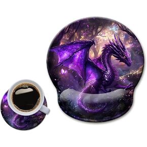 HOPONY Gel Wrist Rest Mouse Pad-Ergonomic Office Mousepad with Wrist Support-Non-Slip,Design Desk Accessories Mat for Home&Game Decor Purple Dragon in Saudi Arabia