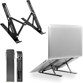 Adjustable Black Laptop Stand – Portable Foldable Plastic Riser for Laptops, Notebooks, Ultrabooks – Lightweight, Ergonomic, Travel-Friendly