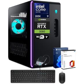 Alienware Aurora R16 Gaming Desktop PC - NVIDIA RTX 5080 GDDR7 16GB - NPU - Intel Ultra 9 285K(up to 5.7GHz) - Wi-Fi 7, Win11 Pro - 1000W Liquid-Cooled (64GB DDR5 | 8TB SSD | 2TB HDD)